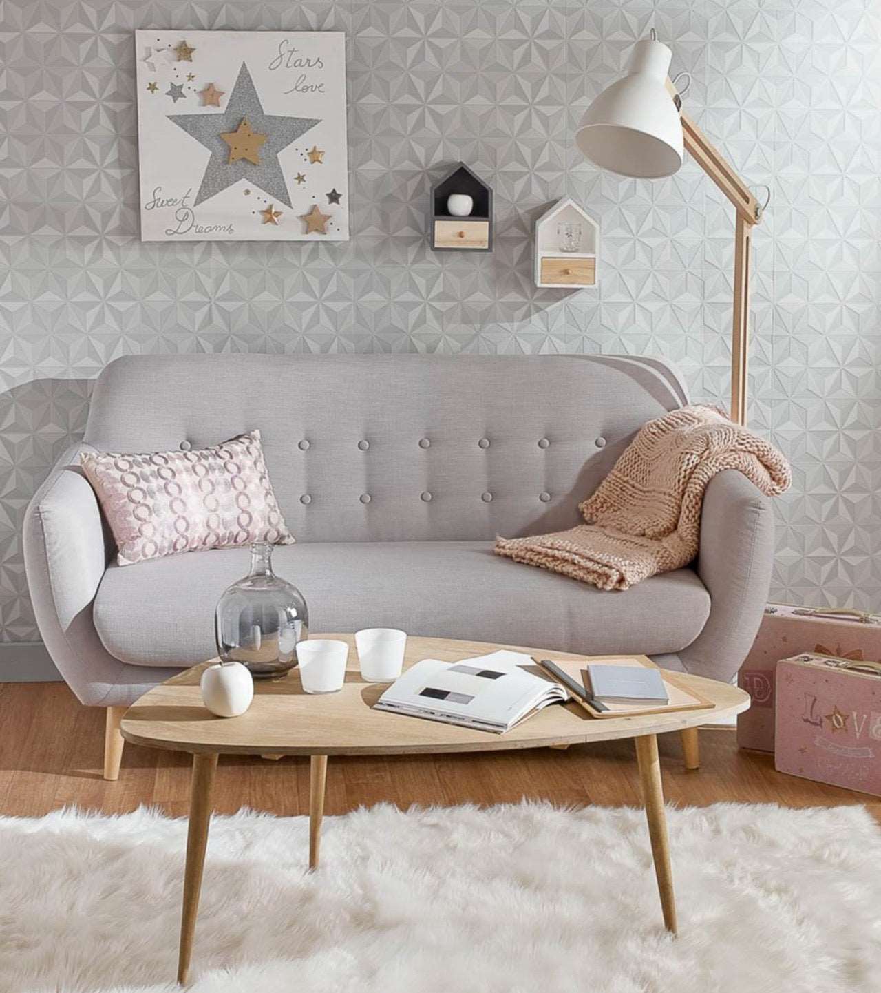 Lampara de Pie ash mist double